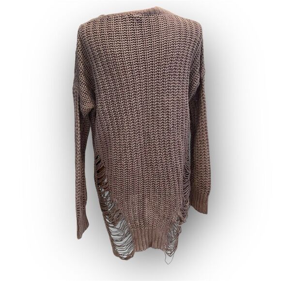 Windsor Dusty Rose Cable Knit Distressed Sweater Dress, Junior Women’s Medium - Picture 4 of 12